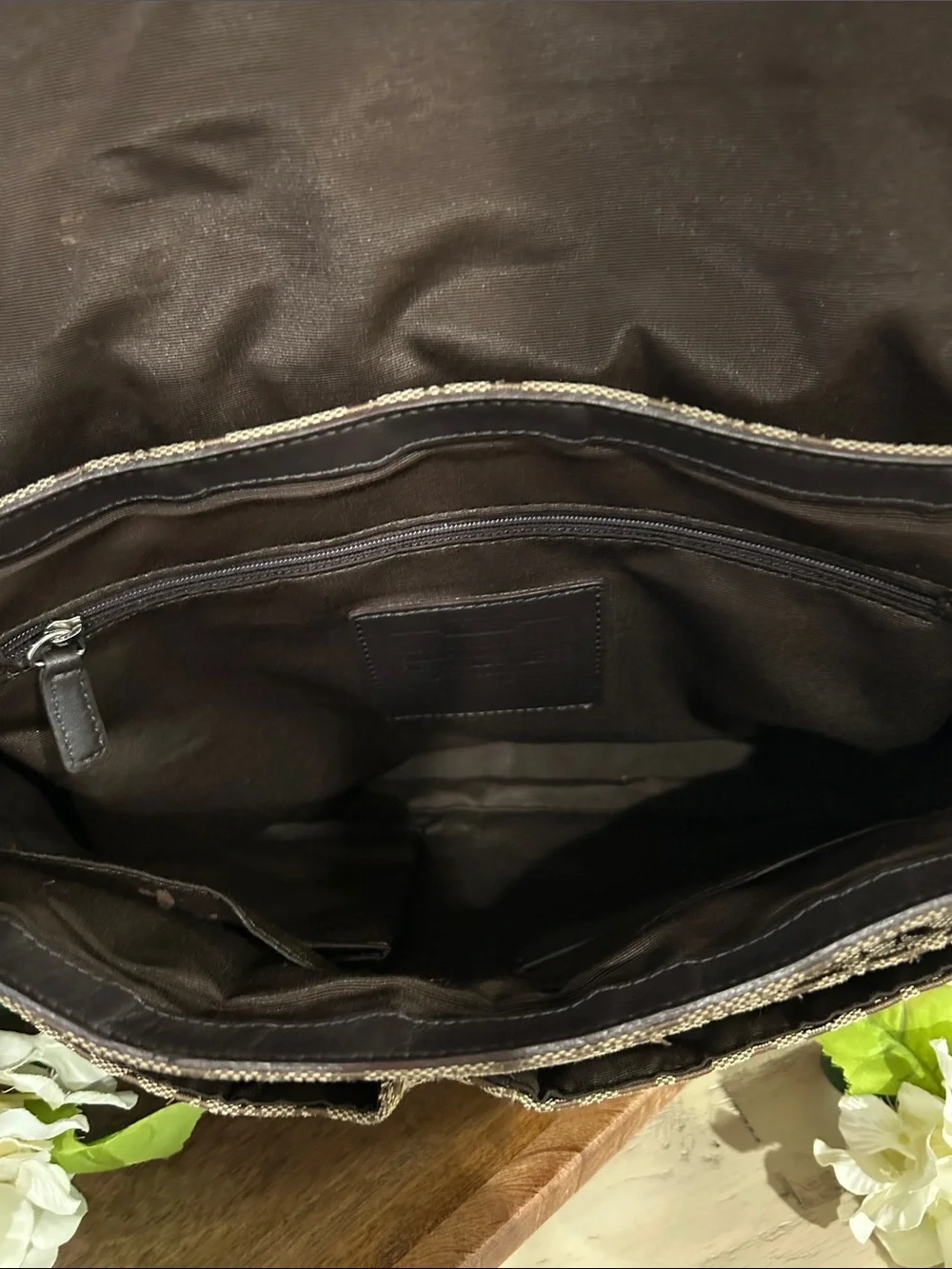 Coach Tan and Brown Signature Canvas Messenger Bag